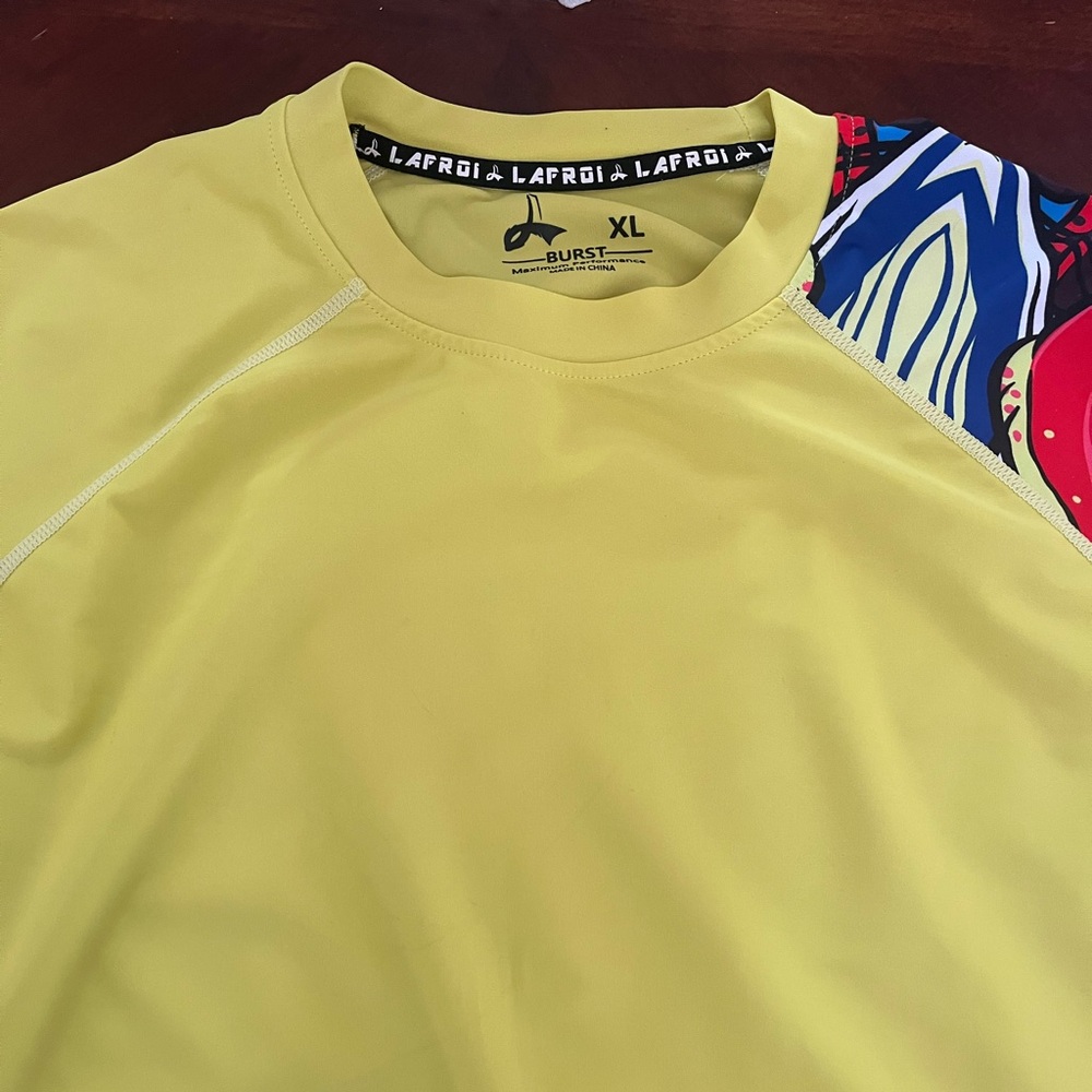 Yellow Graphic Rash Guard A212 - Picture 2 of 6